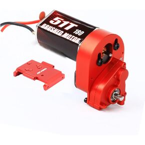 RCAWD 160% More Power Motor 180 51T CR18P Transmission Gearbox Set for Hobbyplus 1/18 CR18P EVO Rock Van Trail Hunter Series Upgrades Part Red