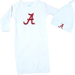 Alabama Crimson Tide Baby Layette Gown and Knotted Cap Set 0-3 Months