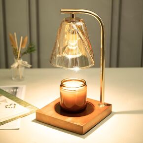 Candle Warmer Lamp with Timer, Dimmable Electric Candle Warmer, Glass Candle Top Melter for Jar Candle, Candle Heater Lamp for Scented Wax with 2 Bulbs