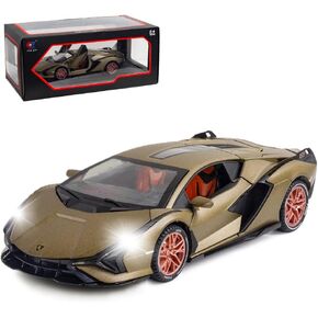 1/24 Diecast Car Toys for Kids, Zinc Alloy Lambo Sian FKP 37 Model Toy Car with Light and Sound, Pull Back Vehicles Toy Car for Toddlers Boys Girls Birthday Gift (Green)