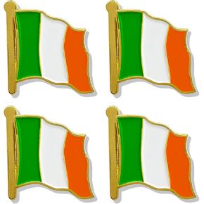4 Pack Ireland Flag Lapel Pin - Irishman Flags Pins Lapel Hat Backpacks Suit Decoration & Men Women Waving Patriotic Enamel Metal Badge Souvenir