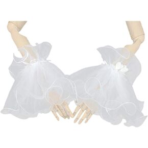PartyKindom Lace Cuffs Gloves for Wrist Wedding Bridal Lace Gloves Elegant Short Gloves Tea Party Gloves for Women Girls