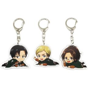 Inc. - Set of 3 AoT Titan Shingeki no Kyojin Acrylic Keychain Levi Ackerman, Erwin Smith, Hange Zoe