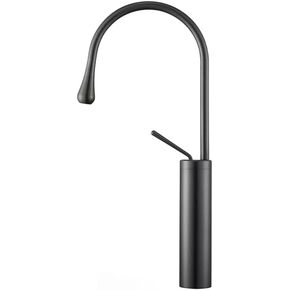 Matte Black Bathroom Faucet - High Arc Single Handle Vessel Sink Faucet, Tall Solid Brass Vanity Faucet with Pop-Up Drain (Without Overflow), cUPC, Includes Water Supply Hoses and Assembly Kit.