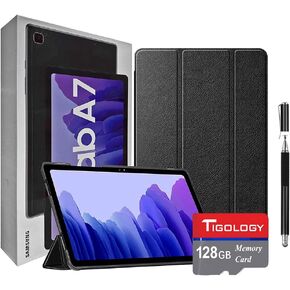Samsung Galaxy Tab A7 مقاس 10.4 بوصات (2000 × 1200) مزود بتقنية Wi-Fi وQualcomm Snapdragon 662 وBluetooth وذاكرة وصول عشوائي 3 جيجابايت ومساحة تخزين 64 جيجابايت، رمادي + ملحقات