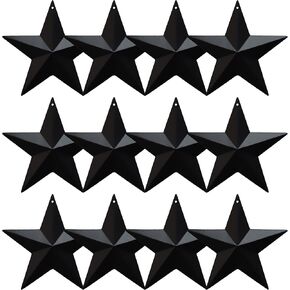 MGSYPHOME Metal Star Hanging Ornament, 3.8 Inch Black Barn Star for Home Decoration, Set of 12, Rustic Vintage Christmas Gift