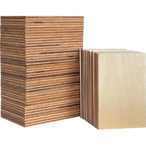 60 Pack 2x3 Inch Unfinished Rectangle Wood Cutouts Wooden Tiles for Crafts