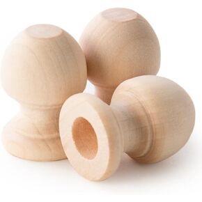 Pinehurst Crafts Wood Dowel Rod Finials, 1-1/16 Inch Tall with 3/8 Inch Hole, Pack of 50