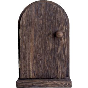 Self-Adhesive Outlet Cover – A Creative Wooden Cover That Conceals Wall Plates、 Switches、Stains、Wall Holes and Protects Child – 7.87 Inch Tall Fairy Door (Paulownia)