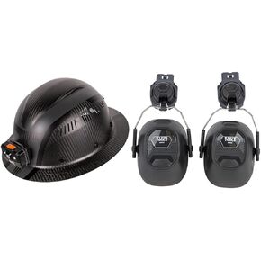 Klein Tools 60514 Hard Hat, K12 Series Carbon Fiber Full Brim, Rechargeable Headlamp, Vented, Class C, Type 1, Spartan