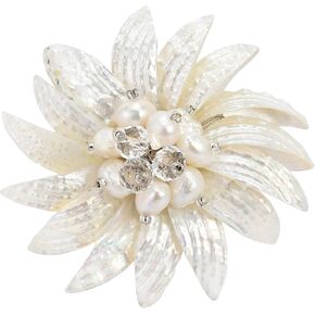 AeraVida Dancing White Petals Mother of Pearl-Cultured Freshwater Pearl Pin or Brooch | Floral Accessories for Women | Handmade Floral Brooch
