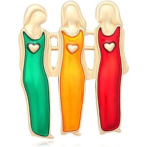 Enamel Three Sisters 3 Best Friends Brooch Pins Family Brooch