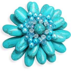 AeraVida Water Lily Simulated Turquoise and Cultured Freshwater Pearl Floral Pin or Brooch | Handmade Floral Accessory for Women