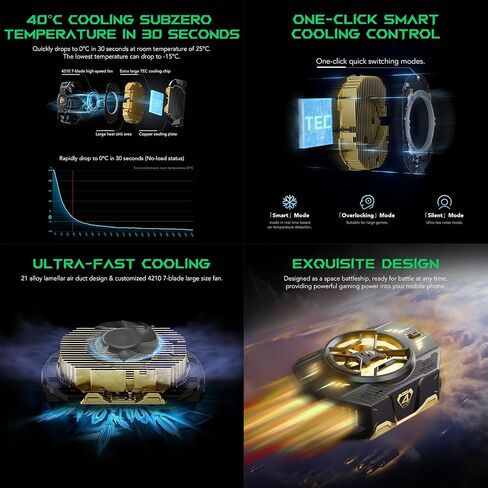 Phone Cooler, Black Shark FunCooler 4 Pro Phone Cooling Fan RGB Ligh, App, Smart Cooling Modes for Gaming & Video Streaming & Car Driving 27W Cellphone Radiator for 2.59-3.46IN iPhone&Android Phones in Saudi Arabia
