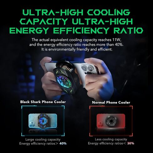 Phone Cooler, Black Shark FunCooler 4 Pro Phone Cooling Fan RGB Ligh, App, Smart Cooling Modes for Gaming & Video Streaming & Car Driving 27W Cellphone Radiator for 2.59-3.46IN iPhone&Android Phones in Saudi Arabia