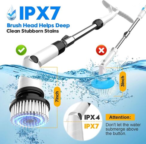 Electric Spin Scrubber, Battery Cordless Cleaning Brush,Shower Cleaning Brush with 8 Replaceable Brush Heads and 3 Adjustable Speeds, LED Screen and Adjustable & Detachable Long Handle in Saudi Arabia