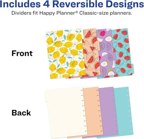 Avery Planner Dividers for Happy Planner 9-disc Classic Size Planners, 4-Tab Set, Fruit Punch Food Design, 1 Set (25483) in Saudi Arabia