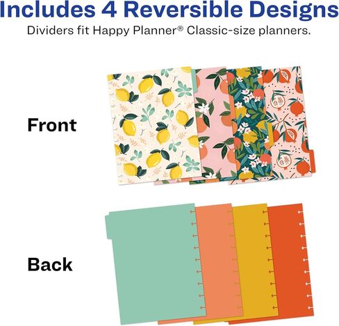 Avery Planner Dividers for Happy Planner 9-disc Classic Size Planners, 4-Tab Set, Fruit Punch Food Design, 1 Set (25483) in Saudi Arabia