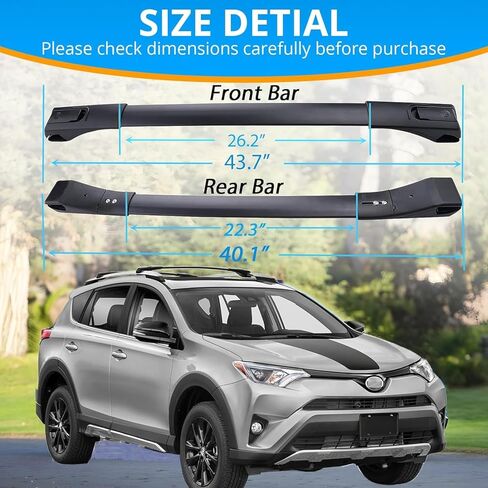 قضبان متقاطعة لحامل السقف، قضبان سقف متوافقة مع قضبان تويوتا RAV4 2013-2018 لحامل البضائع على السطح، والأمتعة، والكاياك، والدراجة، والتزلج على الجليد in Kuwait