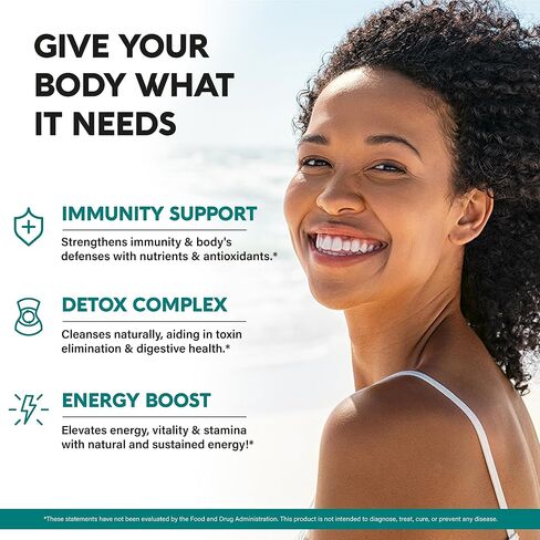 علكات طحالب البحر | زيت الحبة السوداء والأشواغاندا والزنجبيل - معادن متعددة 10000 ملغ مع نبات البلسان والأرقطيون والمثانة - التخلص من السموم ودعم المناعة والغدة الدرقية - نباتي، نكهة التفاح الطبيعية، 60 علكة in Kuwait