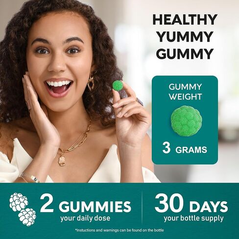 علكات طحالب البحر | زيت الحبة السوداء والأشواغاندا والزنجبيل - معادن متعددة 10000 ملغ مع نبات البلسان والأرقطيون والمثانة - التخلص من السموم ودعم المناعة والغدة الدرقية - نباتي، نكهة التفاح الطبيعية، 60 علكة in Kuwait