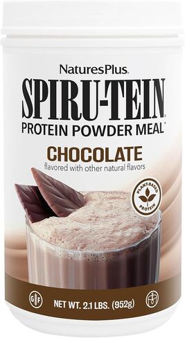 NaturesPlus Spiru-Tein، شوكولاتة - 2.1 رطل - مركب بروتين مع سبيرولينا - 14 جم من البروتين النباتي لكل حصة - غير معدل وراثيًا، نباتي - 34 حصة in Saudi Arabia