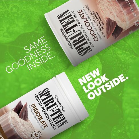 NaturesPlus Spiru-Tein، شوكولاتة - 2.1 رطل - مركب بروتين مع سبيرولينا - 14 جم من البروتين النباتي لكل حصة - غير معدل وراثيًا، نباتي - 34 حصة in Saudi Arabia