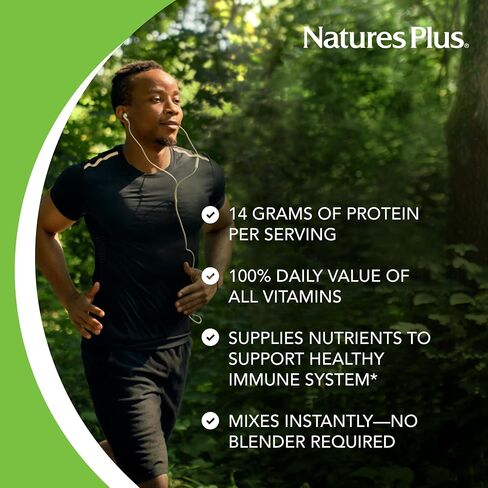 NaturesPlus Spiru-Tein، شوكولاتة - 2.1 رطل - مركب بروتين مع سبيرولينا - 14 جم من البروتين النباتي لكل حصة - غير معدل وراثيًا، نباتي - 34 حصة in Saudi Arabia