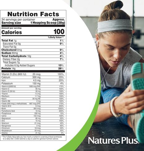 NaturesPlus Spiru-Tein، شوكولاتة - 2.1 رطل - مركب بروتين مع سبيرولينا - 14 جم من البروتين النباتي لكل حصة - غير معدل وراثيًا، نباتي - 34 حصة in Saudi Arabia
