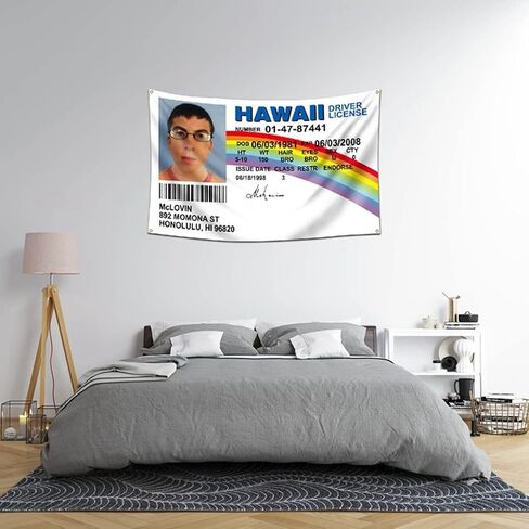 McLovin ID Flag 3x5Feet Fake Driver License Banner Flag for Fraternities Man Cave Room Decor College Parties in Saudi Arabia