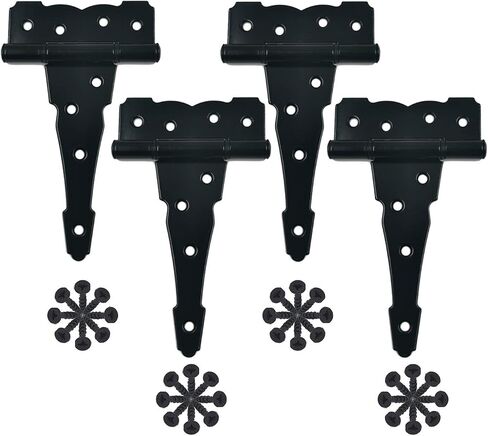 HLMOptimo 4 inch Strap Hinges Shed Door Hinges Heavy Duty T Hinges Decorative T Hinges Door Hinges Gate Hinges Rustproof Classic Antique Hinge w/Screws (4, 4 inch) in Saudi Arabia