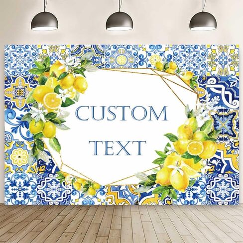 7x5ft Lemon Bridal Shower Backdrop She Found Her Main Squeeze Engagement Party Photography Background Blue Tile Floral Print Decoration Bachelorette Bride To Be Wedding Photoshoot Prop Supplies in Saudi Arabia
