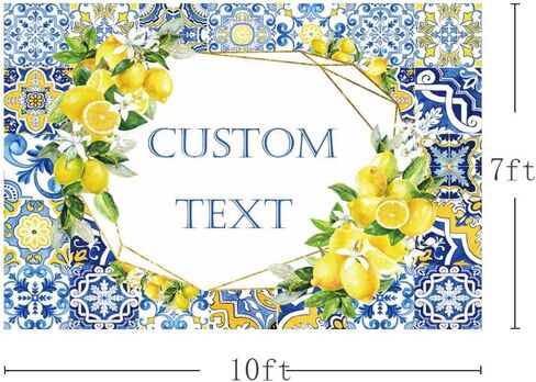 7x5ft Lemon Bridal Shower Backdrop She Found Her Main Squeeze Engagement Party Photography Background Blue Tile Floral Print Decoration Bachelorette Bride To Be Wedding Photoshoot Prop Supplies in Saudi Arabia