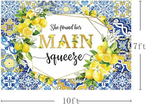 7x5ft Lemon Bridal Shower Backdrop She Found Her Main Squeeze Engagement Party Photography Background Blue Tile Floral Print Decoration Bachelorette Bride To Be Wedding Photoshoot Prop Supplies in Saudi Arabia