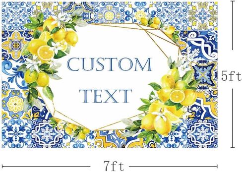 7x5ft Lemon Bridal Shower Backdrop She Found Her Main Squeeze Engagement Party Photography Background Blue Tile Floral Print Decoration Bachelorette Bride To Be Wedding Photoshoot Prop Supplies in Saudi Arabia