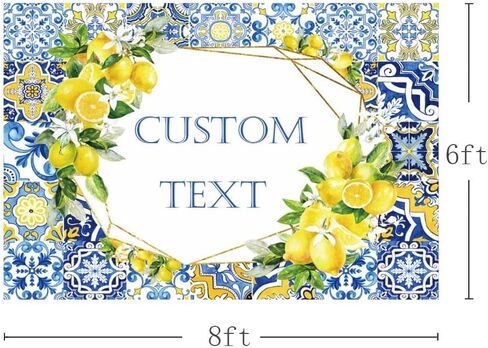 7x5ft Lemon Bridal Shower Backdrop She Found Her Main Squeeze Engagement Party Photography Background Blue Tile Floral Print Decoration Bachelorette Bride To Be Wedding Photoshoot Prop Supplies in Saudi Arabia