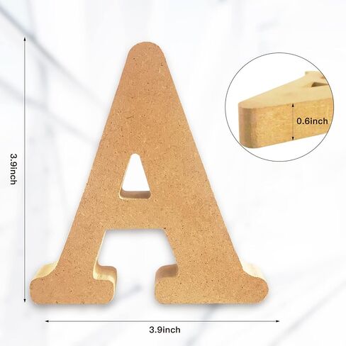 AOCEAN 4 Inch Designable Wood Letters Unfinished Wood Letters for Wall Decor Decorative Standing Letters Slices Sign Board Decoration for Craft Home Party Projects (G0 in Saudi Arabia