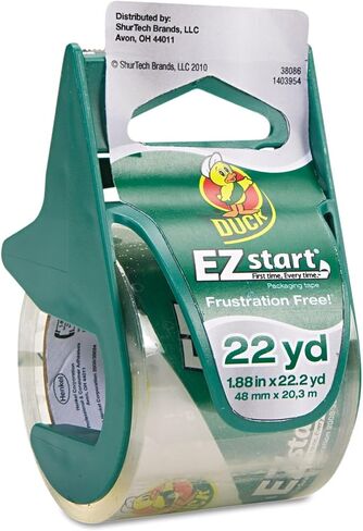 Duck Brand 393185 1.88 Inch by 22.2 Yard EZ Start Carton Sealing Tape with Dispenser, Clear in Saudi Arabia
