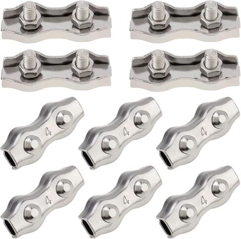 10pcs M4 Duplex 2-Post Cable Clamps, 304 Stainless Steel Duplex Wire Rope Clips for 3mm Diameter Double Bolt Cable Clamp in Saudi Arabia