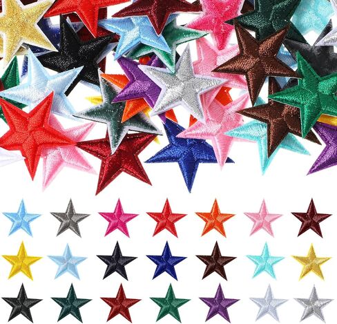 84Pcs Star Iron on Patches Easy Iron on/Sewing on Embroidered Applique Patches, 21Colors 1.2 in Fabric Star Patch Bulk for DIY Craft Backpack Bag Hat Jacket Clothing T-Shirt Decoration in Saudi Arabia