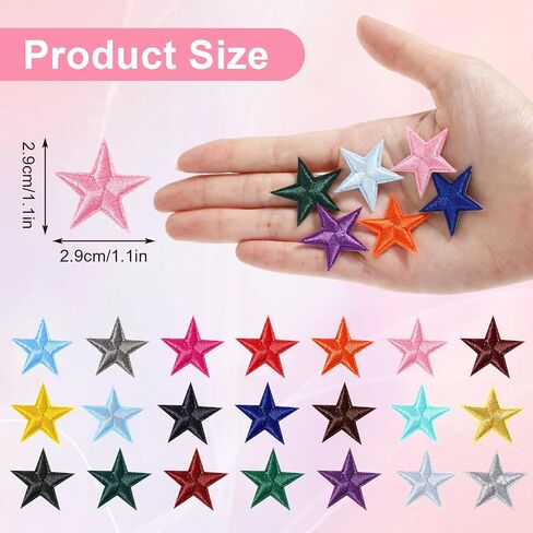 84Pcs Star Iron on Patches Easy Iron on/Sewing on Embroidered Applique Patches, 21Colors 1.2 in Fabric Star Patch Bulk for DIY Craft Backpack Bag Hat Jacket Clothing T-Shirt Decoration in Saudi Arabia