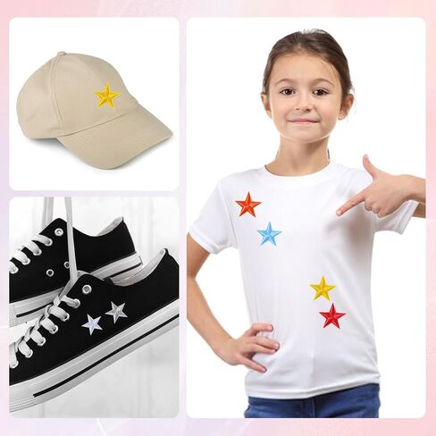 84Pcs Star Iron on Patches Easy Iron on/Sewing on Embroidered Applique Patches, 21Colors 1.2 in Fabric Star Patch Bulk for DIY Craft Backpack Bag Hat Jacket Clothing T-Shirt Decoration in Saudi Arabia