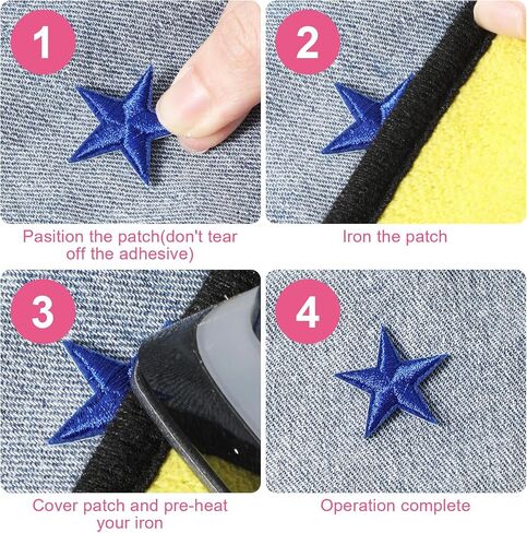 84Pcs Star Iron on Patches Easy Iron on/Sewing on Embroidered Applique Patches, 21Colors 1.2 in Fabric Star Patch Bulk for DIY Craft Backpack Bag Hat Jacket Clothing T-Shirt Decoration in Saudi Arabia