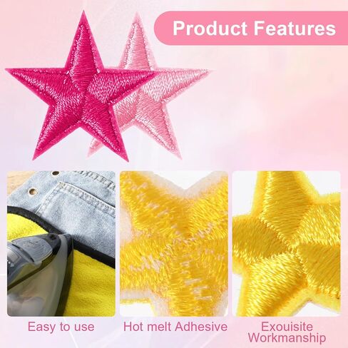 84Pcs Star Iron on Patches Easy Iron on/Sewing on Embroidered Applique Patches, 21Colors 1.2 in Fabric Star Patch Bulk for DIY Craft Backpack Bag Hat Jacket Clothing T-Shirt Decoration in Saudi Arabia