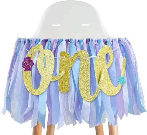 BEISHIDA 1st Birthday High Chair Banner 1 Year Birthday Decorations Blue Purple Under the Sea Theme First Birthday Banner for Girls Boys 1st Birthday Party Baby Shower Decorations Highchair Garland in Saudi Arabia