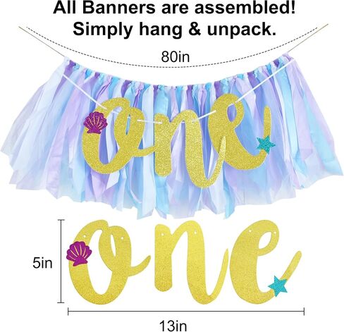BEISHIDA 1st Birthday High Chair Banner 1 Year Birthday Decorations Blue Purple Under the Sea Theme First Birthday Banner for Girls Boys 1st Birthday Party Baby Shower Decorations Highchair Garland in Saudi Arabia