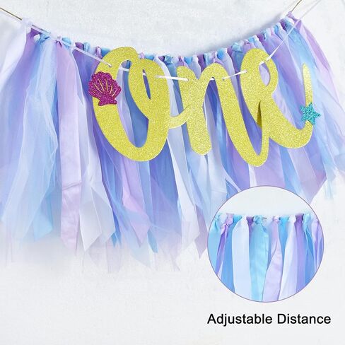 BEISHIDA 1st Birthday High Chair Banner 1 Year Birthday Decorations Blue Purple Under the Sea Theme First Birthday Banner for Girls Boys 1st Birthday Party Baby Shower Decorations Highchair Garland in Saudi Arabia
