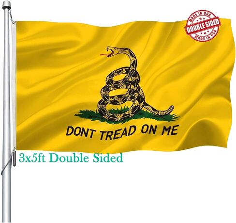 لافتة أعلام Dont Tread on Me مزدوجة الجوانب مقاس 4×6 للاستخدام الخارجي - لافتة أعلام Gadsden Don't Tread on Me شديدة التحمل مع حلقتين نحاسيتين 4 صفوف مخيطة in Saudi Arabia