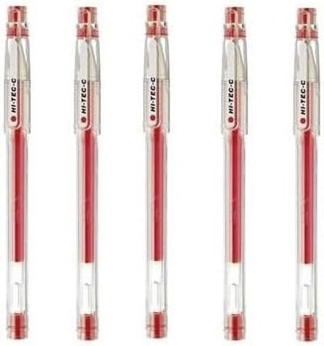 Pilot Hi-Tec-C 03 Gel Ink Pen, Micro Fine Point 0.3mm, Red Ink, LH-20C3, Value Set of 5 in Saudi Arabia
