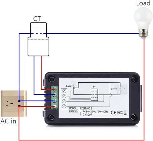 MICTUNING AC LCD عرض رقمي متعدد مقياس التيار الكهربائي الفولتميتر 80-260 فولت 0-100A الجهد الحالي تردد الطاقة عامل الطاقة متر مع محول تيار أساسي منفصل in Kuwait